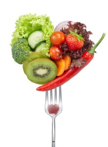 vegetables on a fork