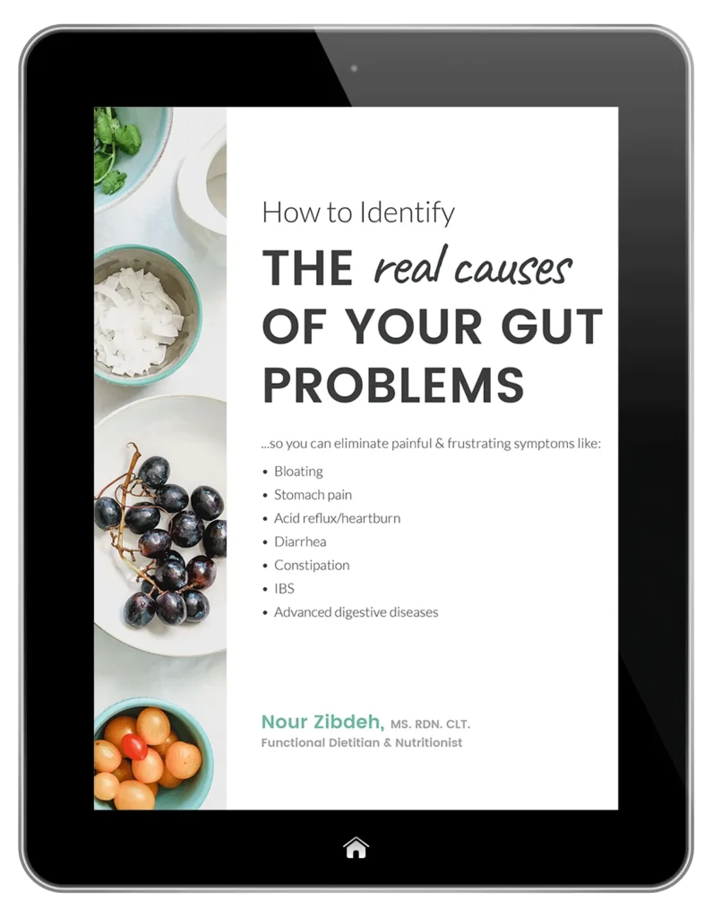 Free guide on a tablet: How to identify the real causes of your gut problems